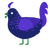 zombie, a navy and indigo chicken with a half-lace pattern