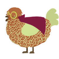 Lazlo Curious WIP, a vermilion and gluppy chicken with a double-lace pattern