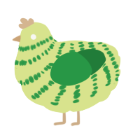 Lime, a lemon and viridian chicken with a bar pattern