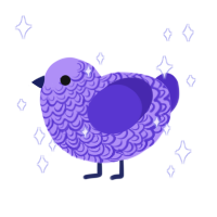 Faerie Dust, a lilac and indigo chicken with a double-lace pattern