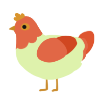 A apple and vermilion chicken with a head pattern