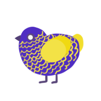 Sugar Pool, a indigo and yellow chicken