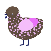 CBRE, a bark and lavender chicken with a speckle pattern