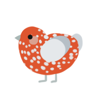 Piranha Plant, a vermilion and mist chicken with a speckle pattern