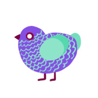 celine, a blurple and mint chicken with a lace pattern