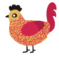 (unnamed), a honey and crimson chicken with a double-lace pattern