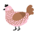 A rose and brown chicken with a lace pattern