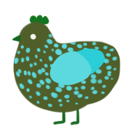 I think she is hera, a olive and aqua chicken with a speckle pattern