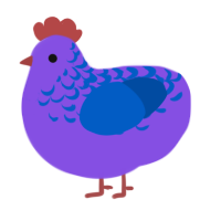Pelagia, a blurple and ultramarine chicken with a half-lace pattern