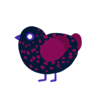 Ko, a tumblr and wine chicken with a speckle pattern