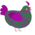 Nite, a viridian and plum chicken with a lace pattern