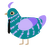 Mike the microwave, a teal and lilac chicken with a bar pattern