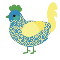 Saltwater Taffy, a sapphire and yellow chicken with a double-lace pattern