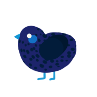 Myrtille, a navy and tumblr chicken with a speckle pattern