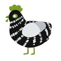 Selby, a black and mist chicken with a bar pattern