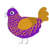 urple, a violet and ochre chicken with a lace pattern