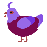 offbrand zenith, a wine and blurple chicken with a head pattern