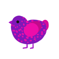 Wensleydale, a violet and fuchsia chicken with a speckle pattern