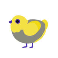 Minion, a ash and yellow chicken with a head pattern