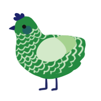 Blu, a viridian and gluppy chicken with a lace pattern