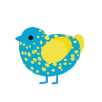 Sprinkle, a cerulean and yellow chicken with a speckle pattern