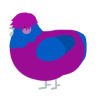 blueb ory, a plum and ultramarine chicken with a head pattern