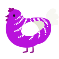 (unnamed), a amethyst and white chicken with a half-bar pattern
