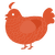 A vermilion chicken with a lace pattern