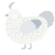 A white and mist chicken with a speckle pattern