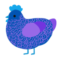 (unnamed), a ultramarine and blurple chicken with a double-lace pattern