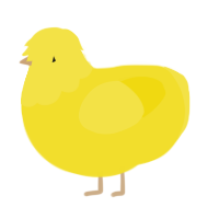 SQU3AKY TOY, a yellow chicken with a head pattern