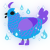 A sky and blurple chicken with a lace pattern