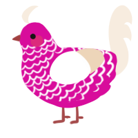 Hallie, a fuchsia and cream chicken with a lace pattern