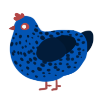 Speckle, a ultramarine and tumblr chicken with a speckle pattern