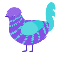 (unnamed), a blurple and aqua chicken with a bar pattern