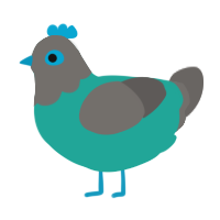 (unnamed), a turquoise and grey chicken with a head pattern