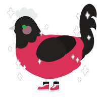 Jaychicken, a crimson and sable chicken with a head pattern