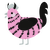A pink and black chicken with a bar pattern