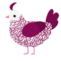 Greg, a white and wine chicken with a double-lace pattern