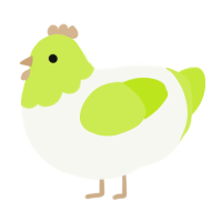 A white and lime chicken with a head pattern