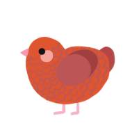 Blood Orange, a vermilion and red chicken with a lace pattern