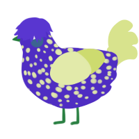 (unnamed), a indigo and lemon chicken with a speckle pattern