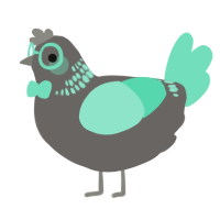FREAK, a grey and mint chicken with a neck-band pattern