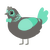 FREAK, a grey and mint chicken with a neck-band pattern