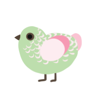 Spring, a gluppy and rose chicken with a half-lace pattern
