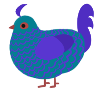 Blueby, a sea and indigo chicken with a lace pattern