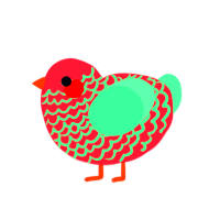 not good for ur eyes, a turquoise and wine chicken with a lace pattern