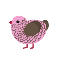 Strawberry mocha, a pink and bark chicken with a lace pattern