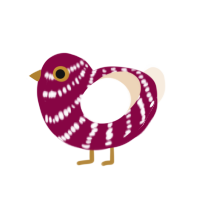 Viño, a maroon and cream chicken with a bar pattern