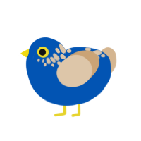 Azulin, a ultramarine and beige chicken with a neck-speckle pattern